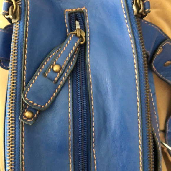 Barneys NY Bag Blue Suede Leather Satchel NWT - Picture 9 of 14